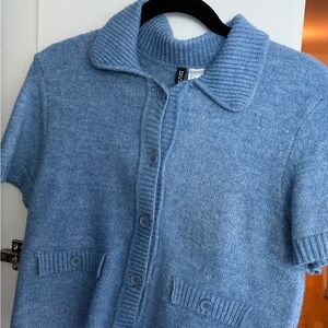 H&M Blue Short Sleeve Cardigan Size M